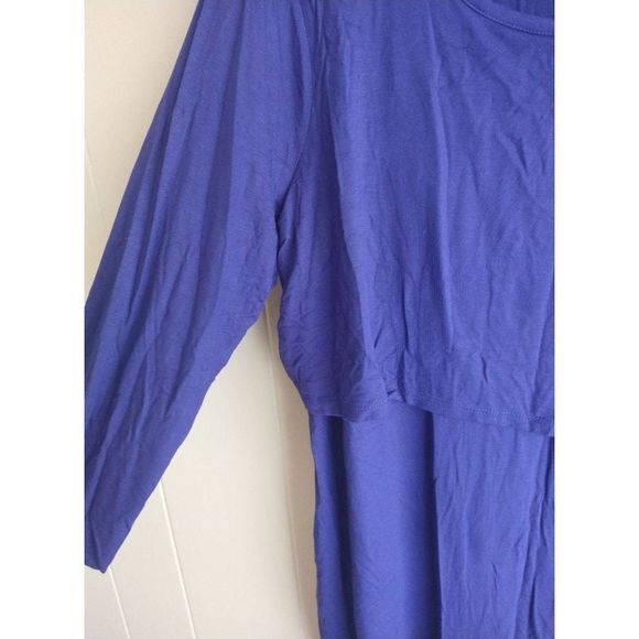 A:glow Women's Blue Nursing 3/4 Sleeve Tunic Shirt Size Large Maternity - Picture 3 of 6